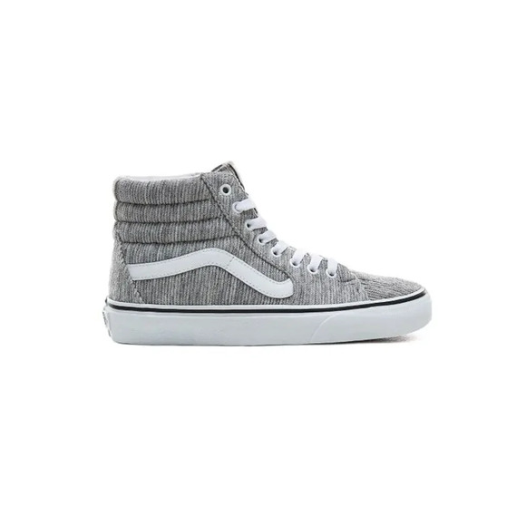 NEW Vans Sk8-Hi Athletic Shoes Rib Knit Lace Up Gray White Unisex Size M8 W9 - Picture 1 of 8